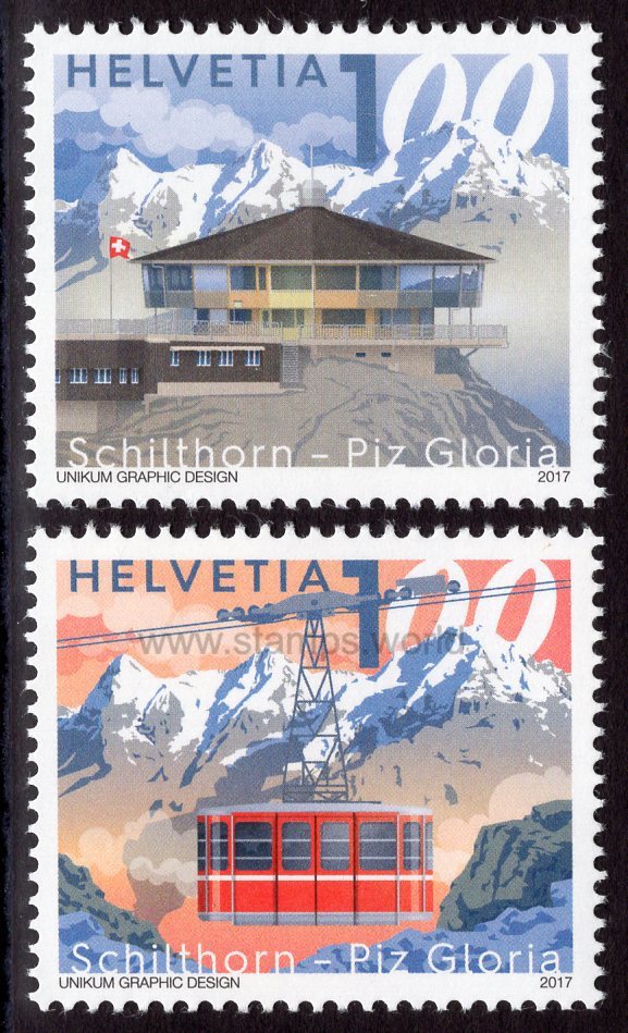 Switzerland. 2017 50 years of Schilthorn - Piz Gloria Restaurant. MNH