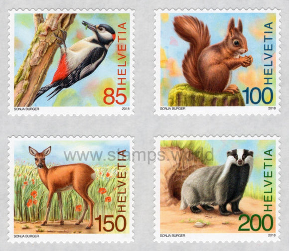 Switzerland. 2018 Animals of the forest. MNH