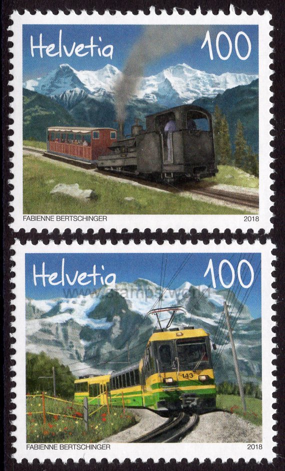 Switzerland. 2018 125 years of Schynige Platte Railway and Wengernalp Railway. MNH