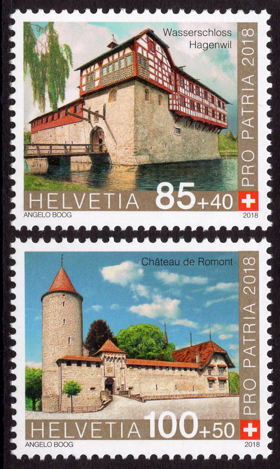 Switzerland. 2018 Pro Patria. Fortresses and castles. MNH