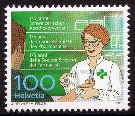 Switzerland. 2018 175 years of Swiss Pharmacistsí Association. MNH