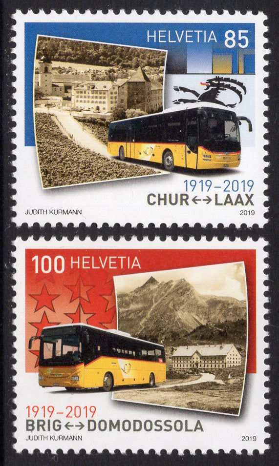 Switzerland. 2019 100 years of Postbus routes. MNH
