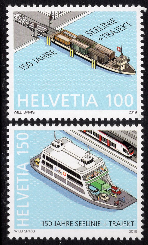 Switzerland. 2019 150 years of Lake Line + Train Ferry. MNH