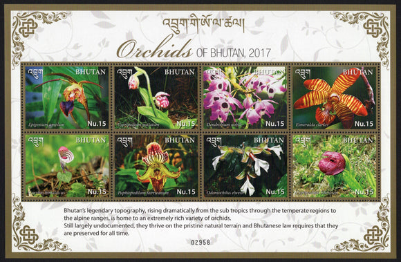 Bhutan. 2017 Orchids. MNH