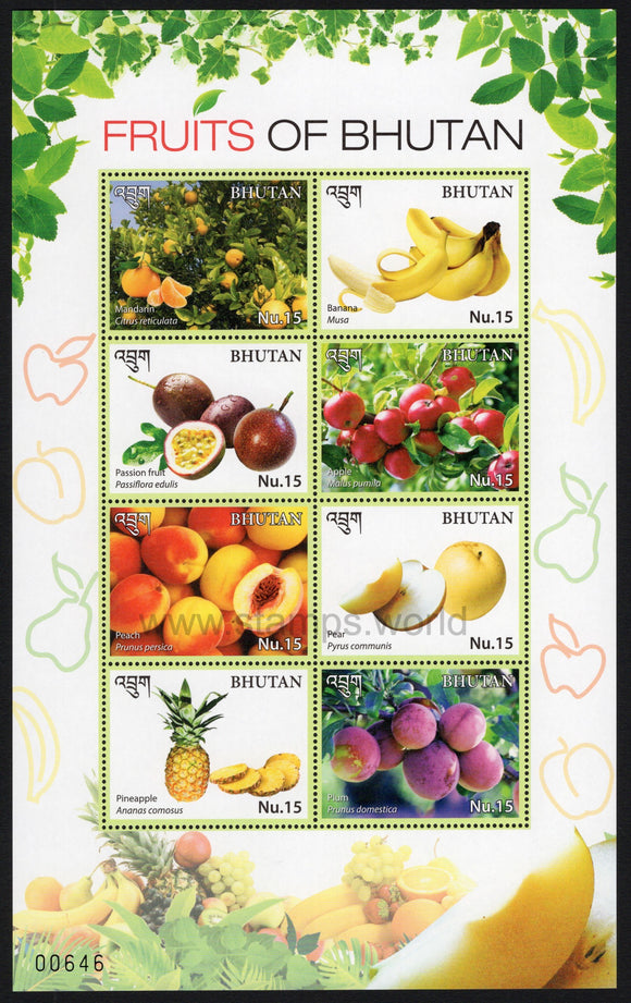 Bhutan. 2017 Fruits. MNH