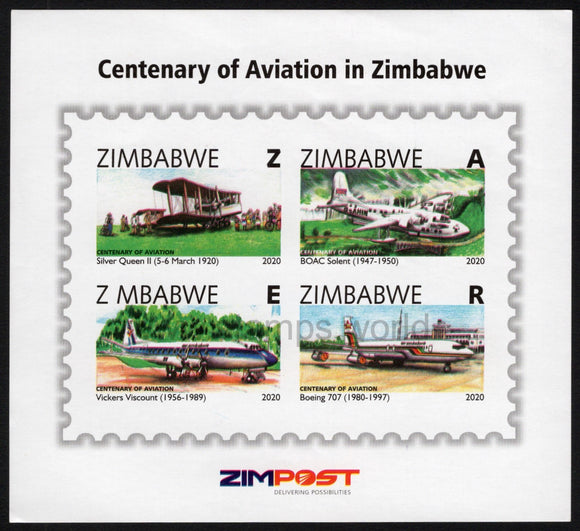 Zimbabwe. 2020 Aviation. MNH Imperforated