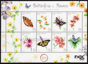 Caribbean Netherlands. Saba. 2018 Butterflies and Flowers. MNH