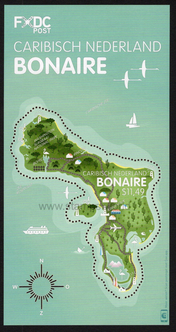Caribbean Netherlands. Bonaire. 2016 Map of Bonaire. MNH