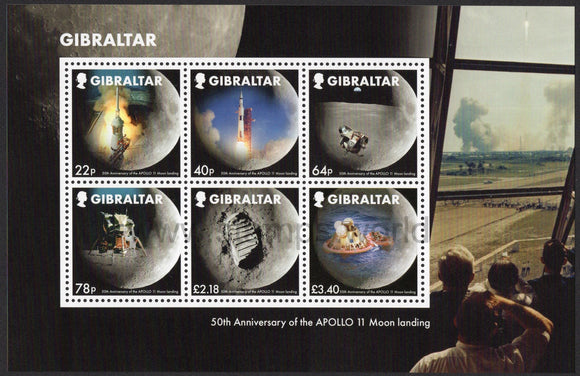 Gibraltar. 2019 50 Years of Apollo 11 Moon Landing. MNH