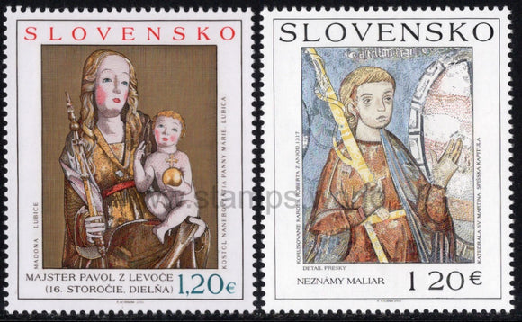 Slovakia. 2010 Art. Gothic. Mural Painting and Madonna from Lubica. MNH