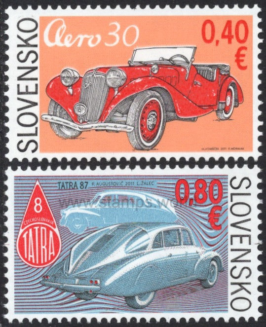Slovakia. 2011 Veteran Cars. Tatra 87 and Aero 30. MNH