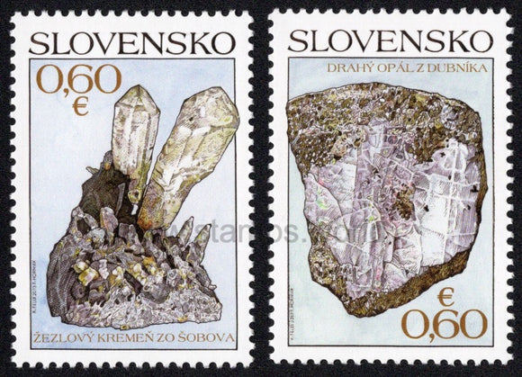 Slovakia. 2013 Slovak Minerals. Precious Opal and Sceptre Quartz. MNH