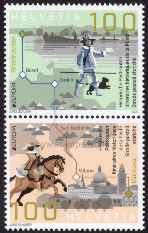 Switzerland. 2020 Europa. Ancient Postal Routes. MNH