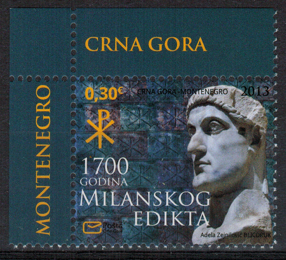 Montenegro. 2013 1700th Anniversary of the Edict of Milan. MNH