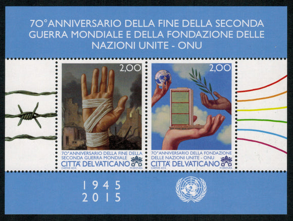 Vatican. 2015 70th anniversary of the end of World War II and the founding of the United Nations. MNH