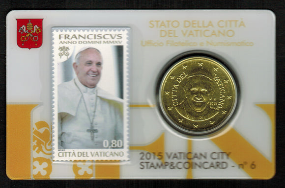 Vatican. 2015. Pontificate of Pope Francis. Set of 4 Stamp&Coin Cards
