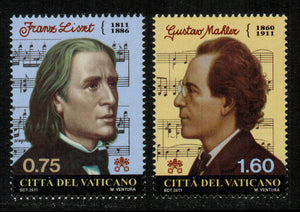 Vatican. 2011 Franz Liszt and Gustav Mahler. MNH