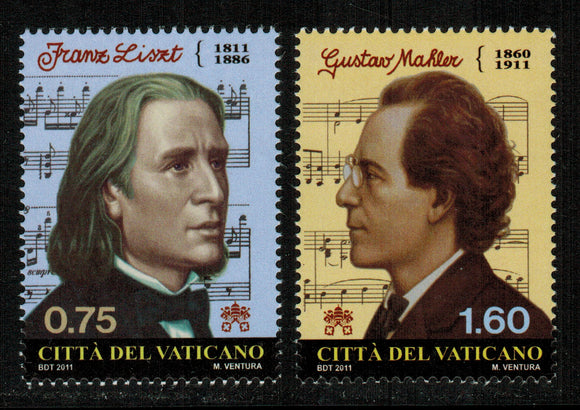 Vatican. 2011 Franz Liszt and Gustav Mahler. MNH