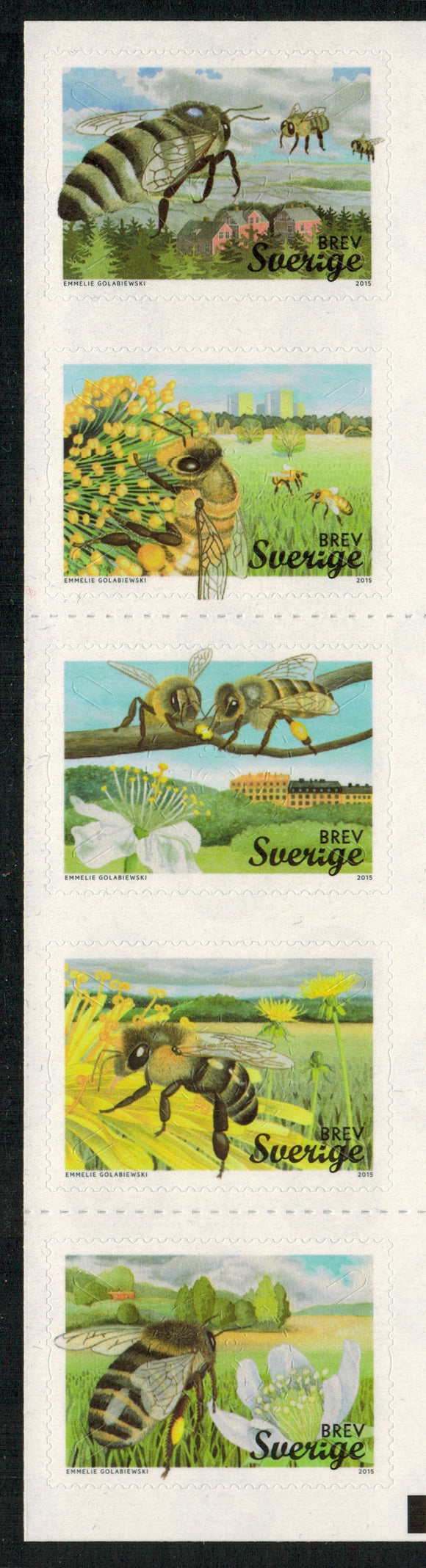 Sweden. 2015 Bees. MNH