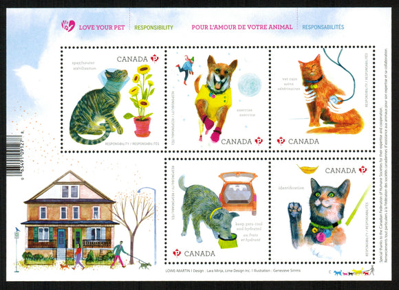 Canada. 2015 Love Your Pet. MNH