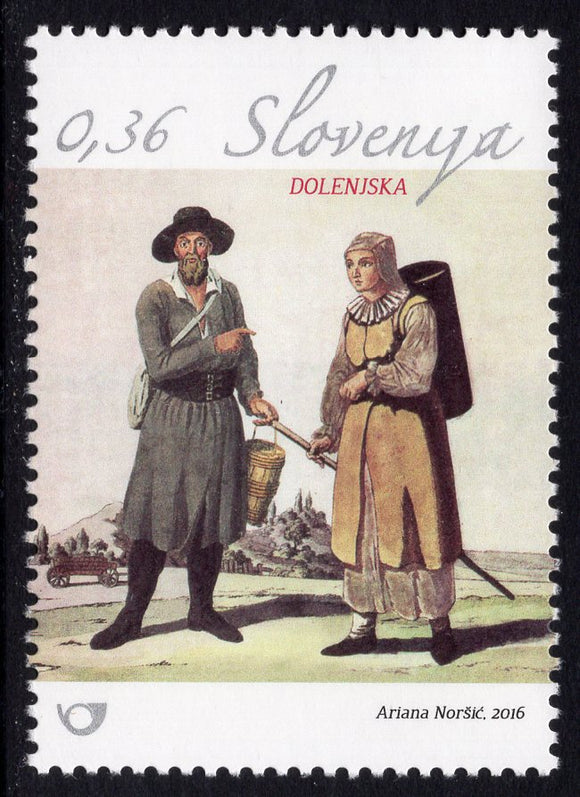 Slovenia. 2016 National Costumes. Dolenjska Region. MNH