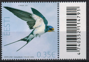 Estonia. 2011 Bird of the Year. Barn Swallow. MNH